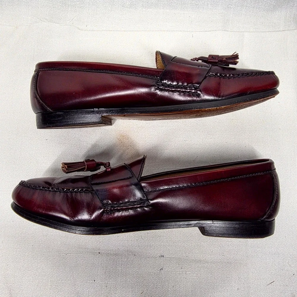 Cole Haan Tassel Loafers Mens 11 B Burgundy Leather Dress Shoes Business‎ Casual